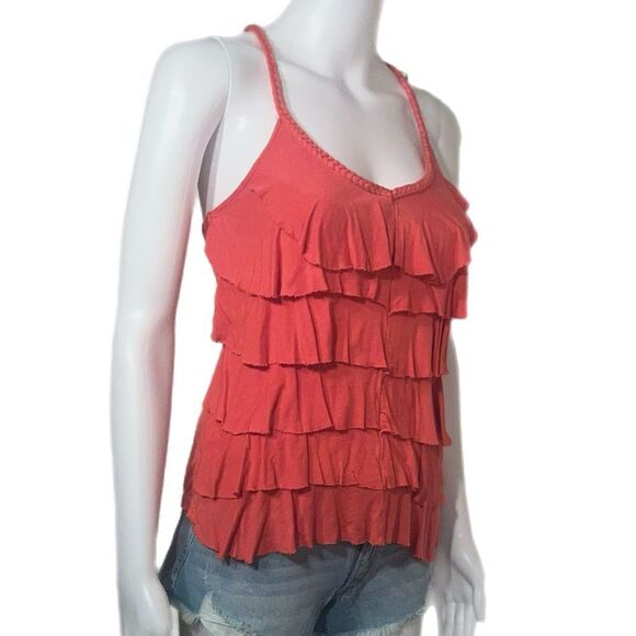 Tiered Knit Tank Top - Orange (S) - Picture 1 of 10
